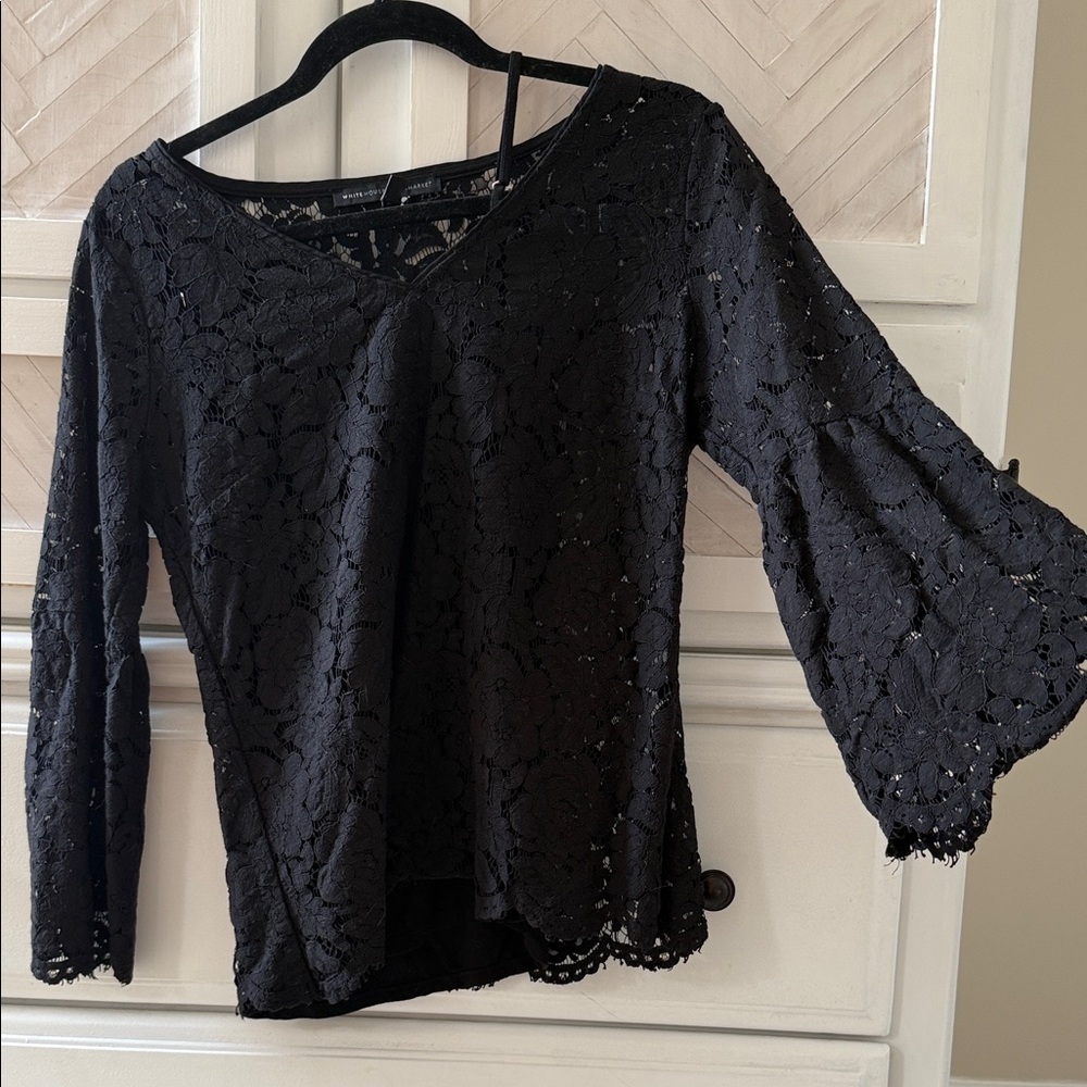 White House Black Market Black Lace Blouse